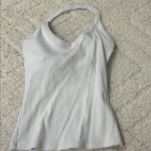 Women's White Ribbed Halter Top